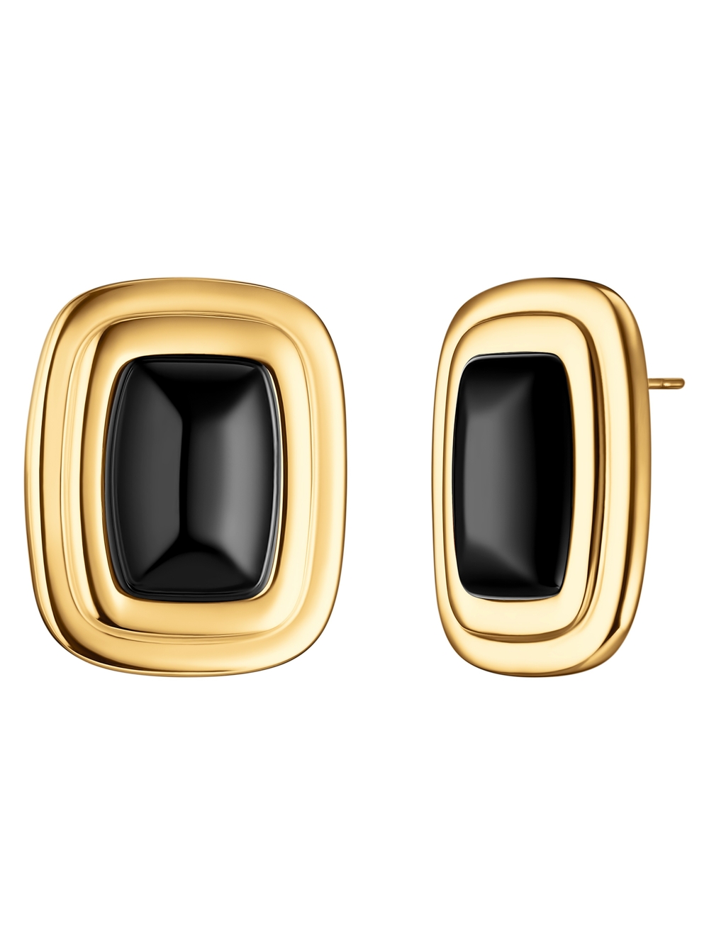 Gold-Tone Earrings with Black Onyx Accent
